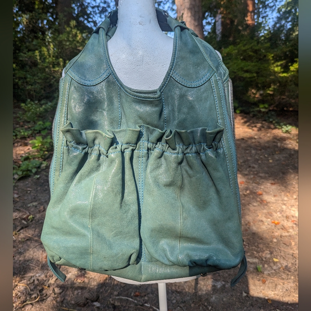Vintage Lockheart Green Leather Hobo Bag